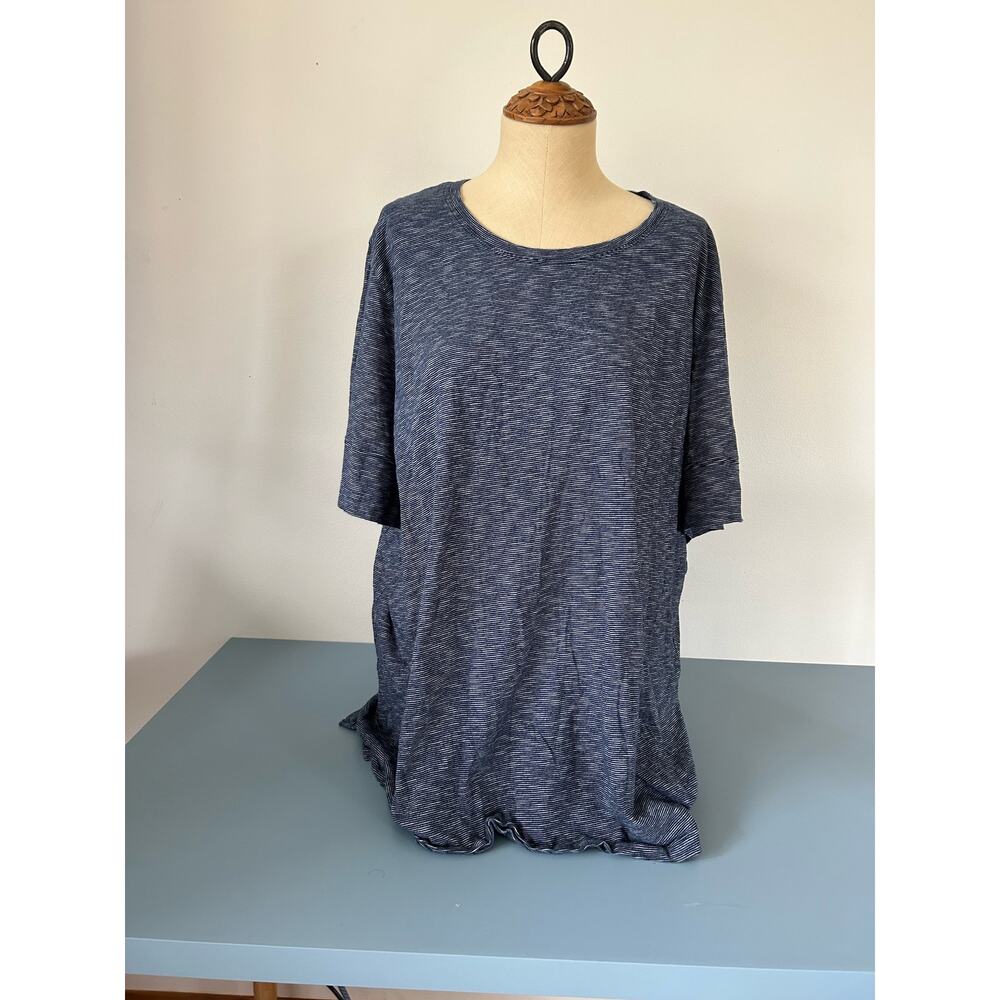 Ulla Popken womens basic blue and white t shirt size 20/22 round neck